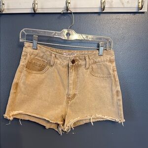 Sincerely Jules Tan Jean Shorts with Frayed Hem
